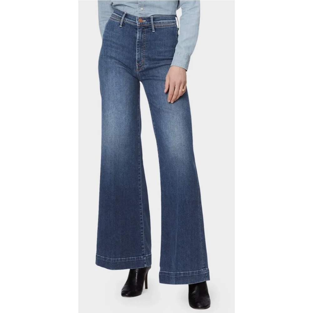 Mother The Swooner Roller Wide Leg Jeans Big Sky Blue 25